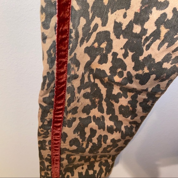 ZARA leopard print skinny jeans burgundy striped - Picture 4 of 11